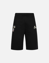 Calligraphy Brush Daicock Print Regular Fit Sweat Shorts