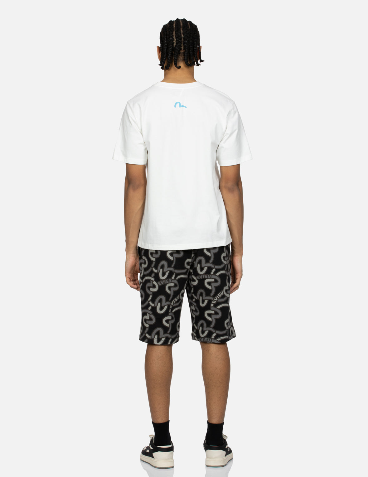 Allover Overlapping Seagull Print Regular Fit Sweat Shorts