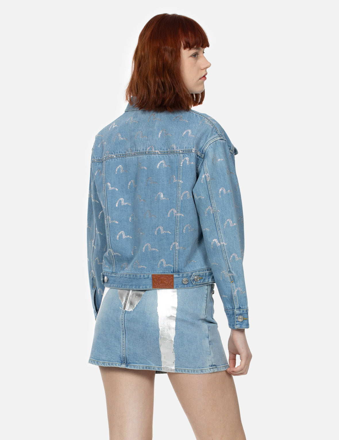 Allover Rhinestone Seagull Loose Fit Denim Jacket – EVISU