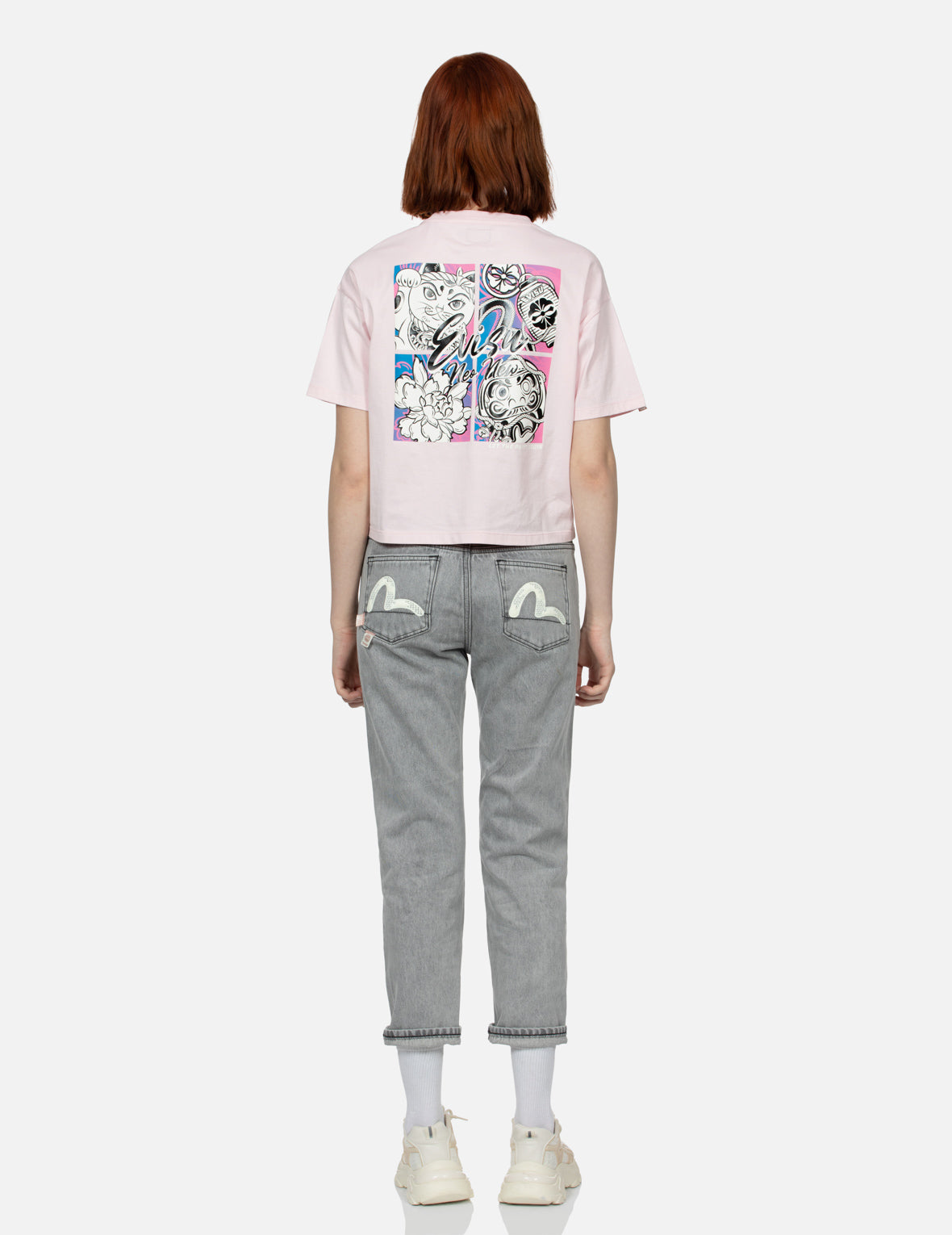 Seagull Print Boyfriend Jeans