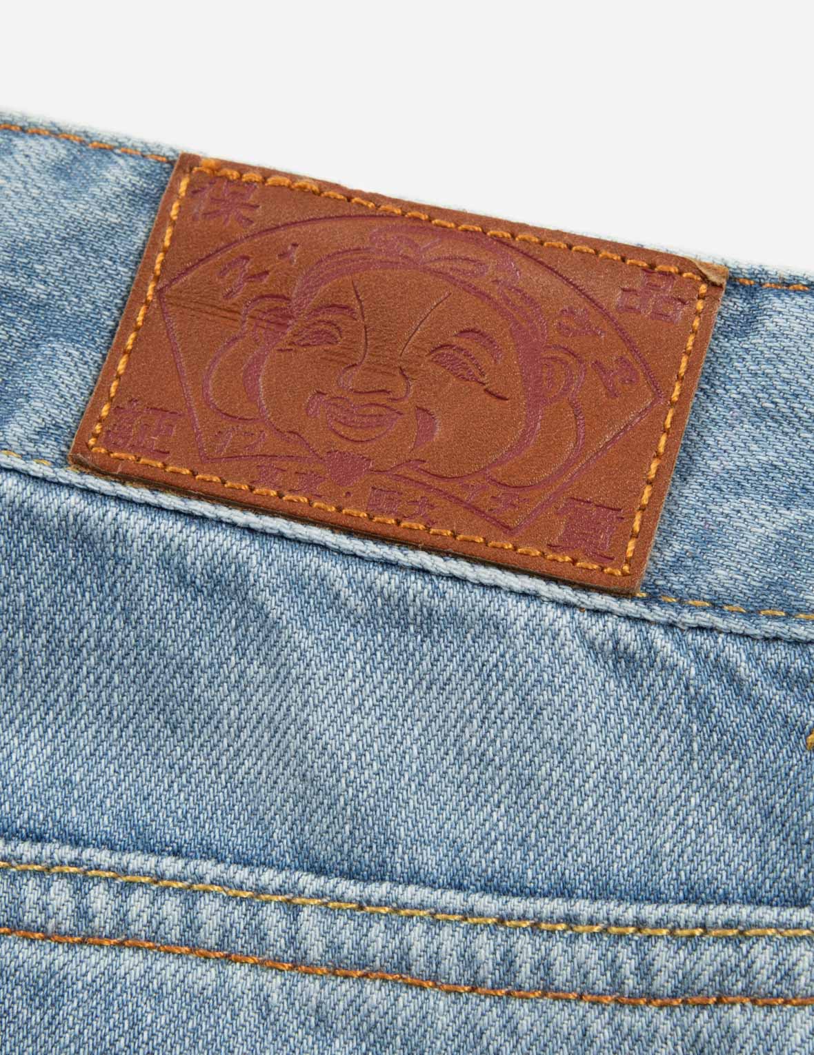 Rhinestone & Embroidery Seagull Pocket Straight Fit Denim