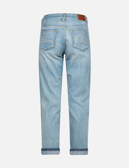 Rhinestone & Embroidery Seagull Pocket Straight Fit Denim Jeans 