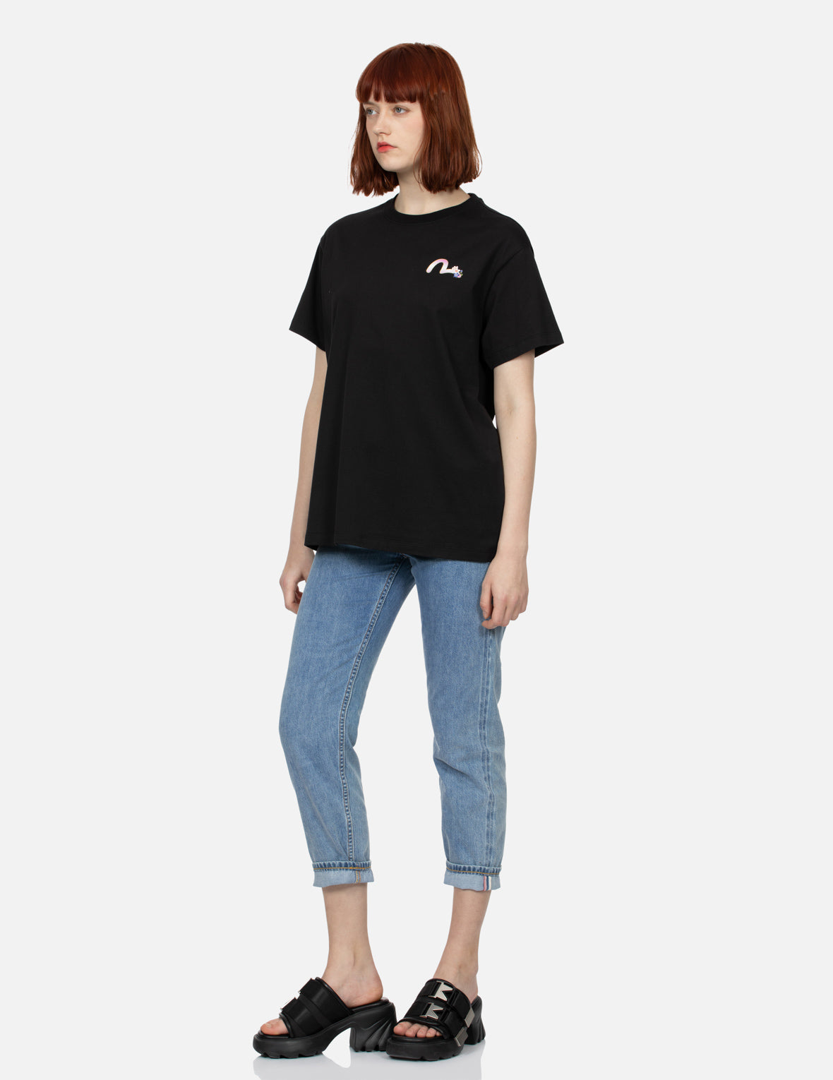 Seagull Embroidery and Wisteria Print Relax Fit Jeans – EVISU