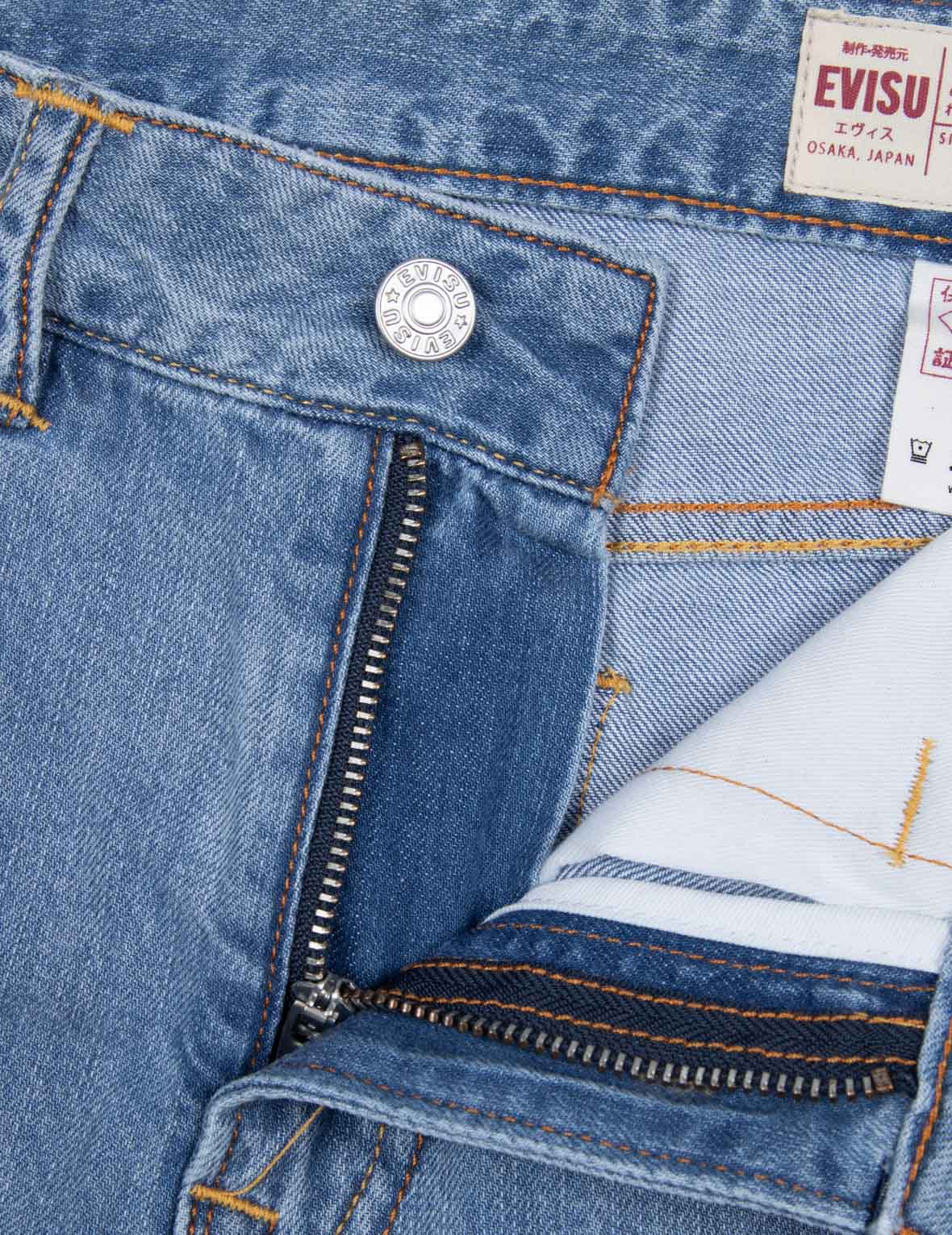 Seagull Embroidery and Wisteria Print Relax Fit Jeans – EVISU