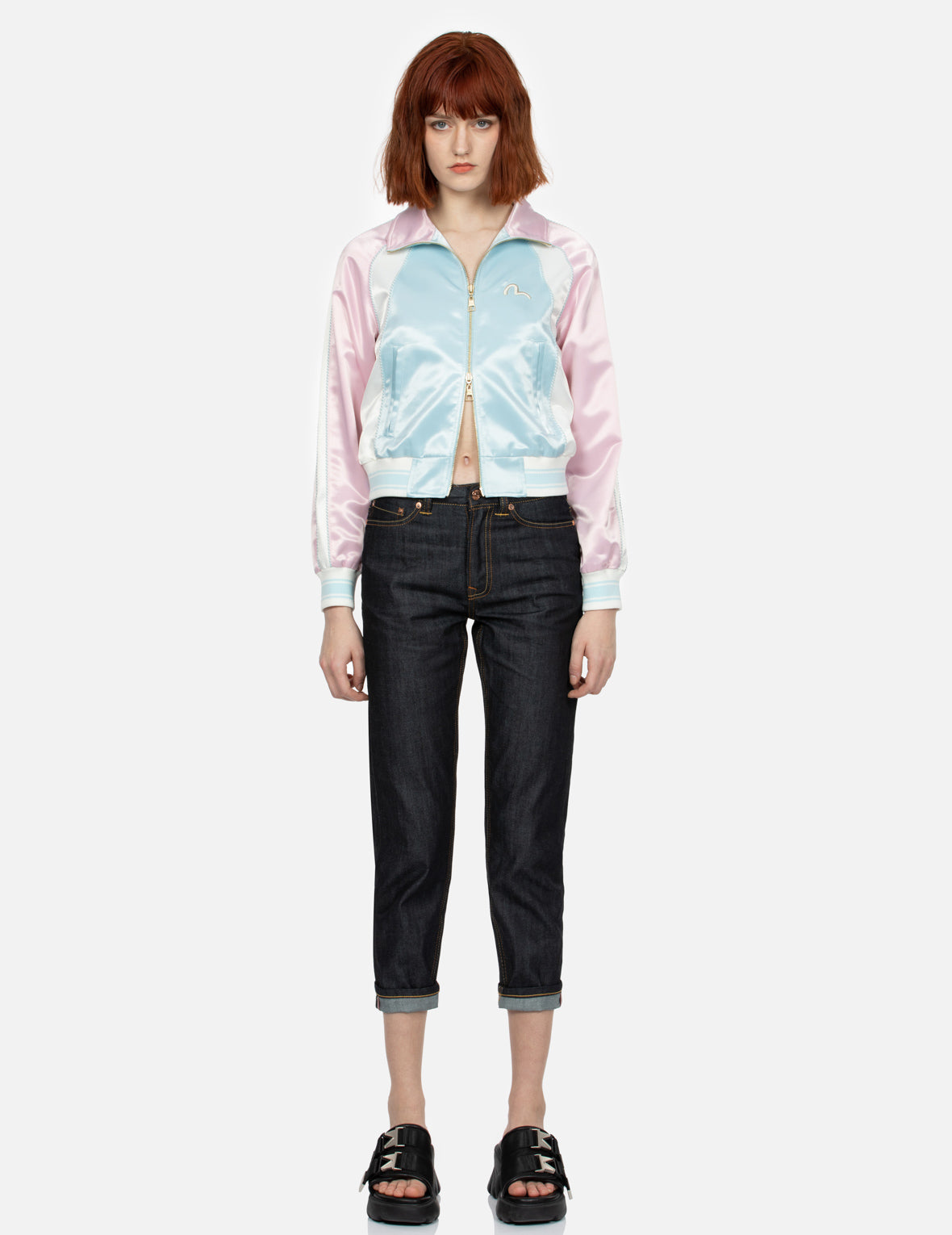 Cranes and Floral Embroidery Fashion Fit Souvenir Jacket – EVISU