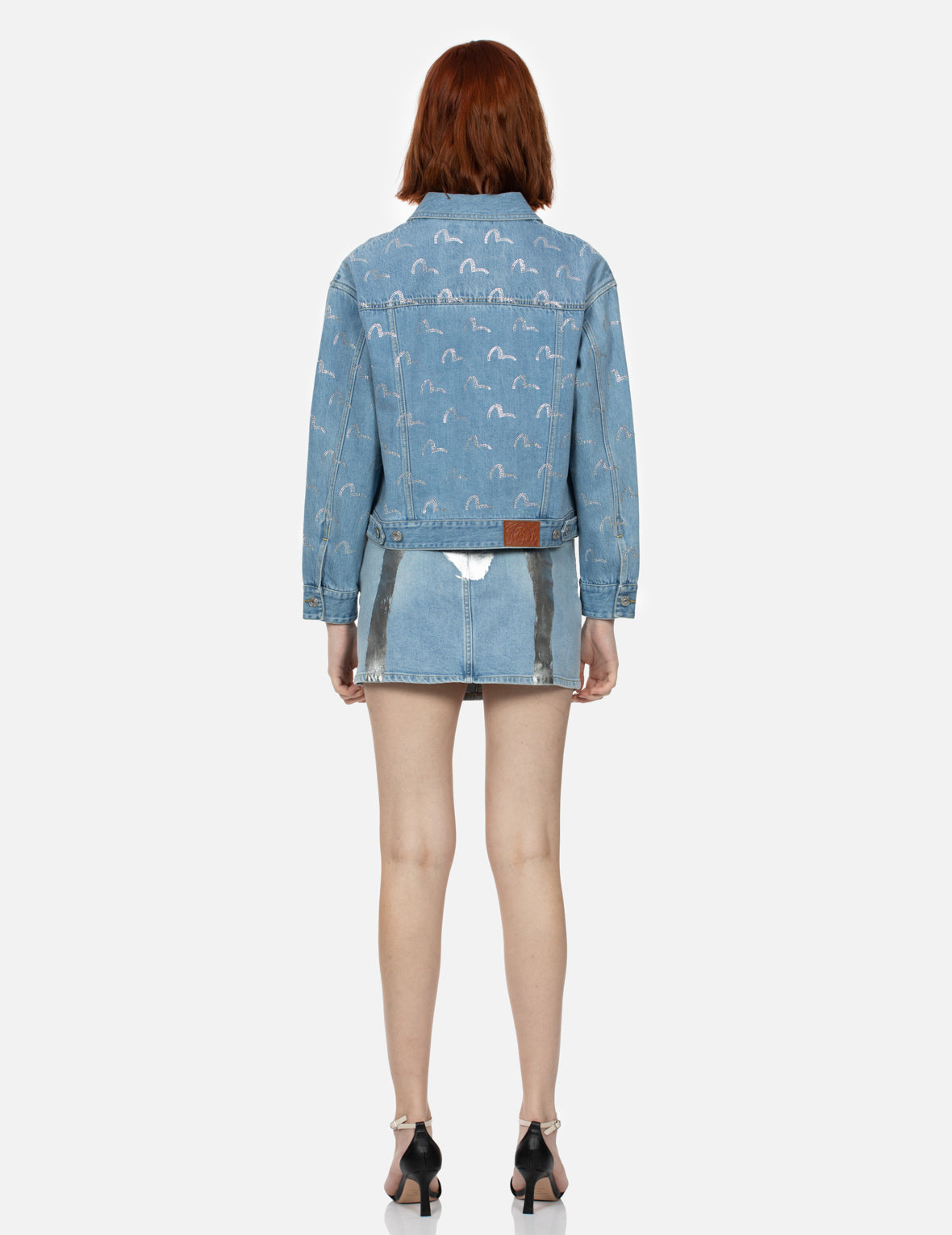 Foil Print Daicok Regular Fit Denim Skirt