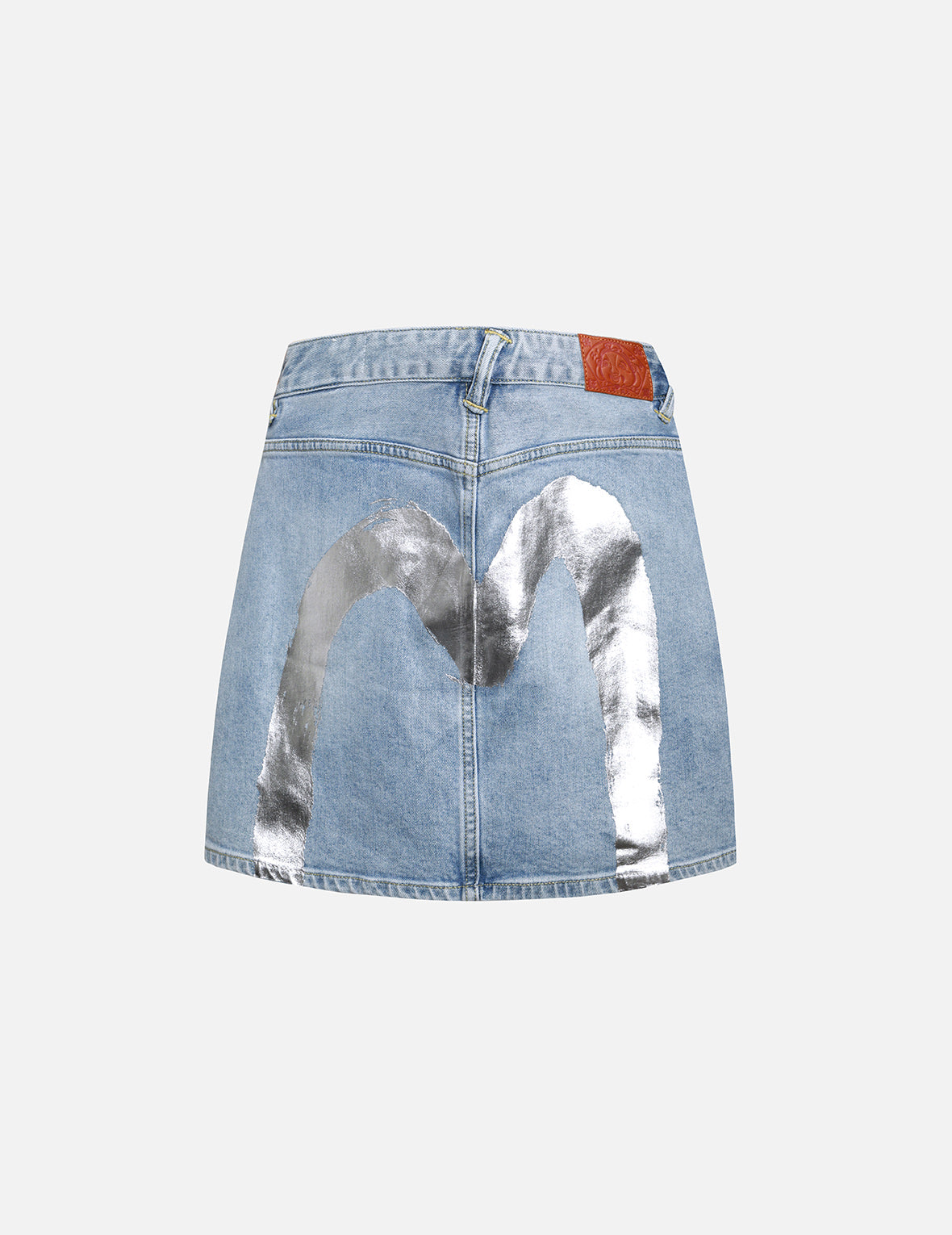 Foil Print Daicok Regular Fit Denim Skirt
