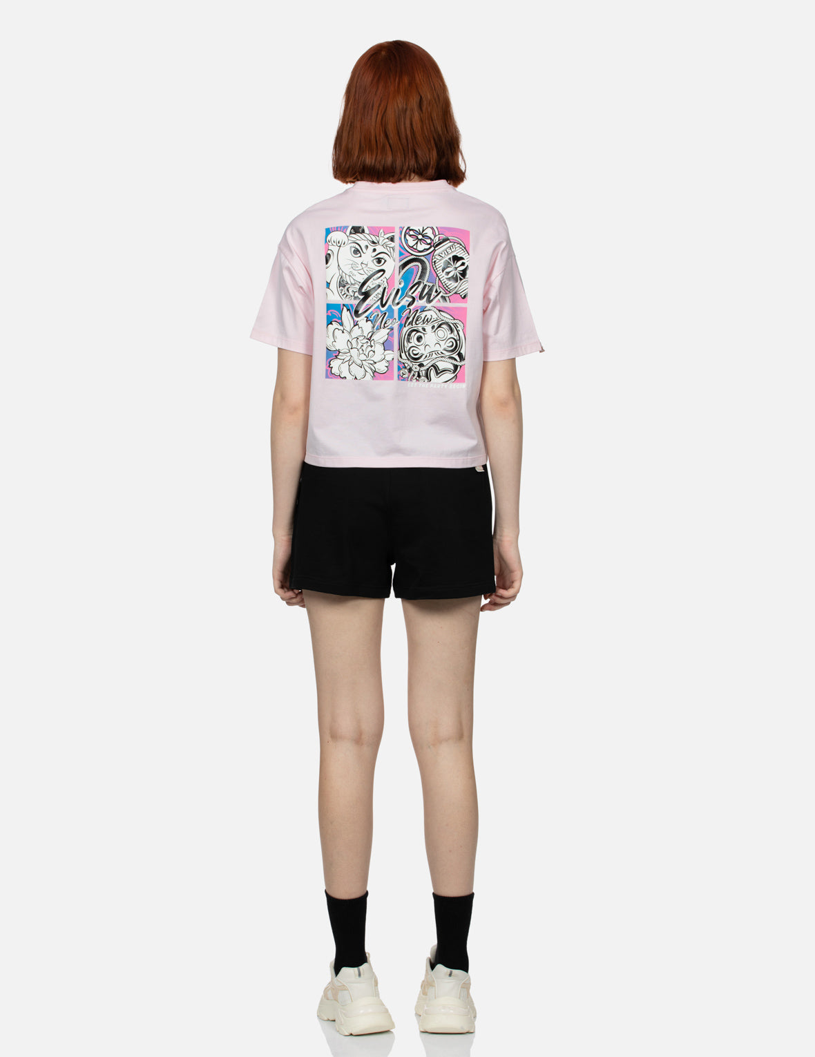 Cherry Blossom and Festival-Themed Daruma Cropped T-shirt
