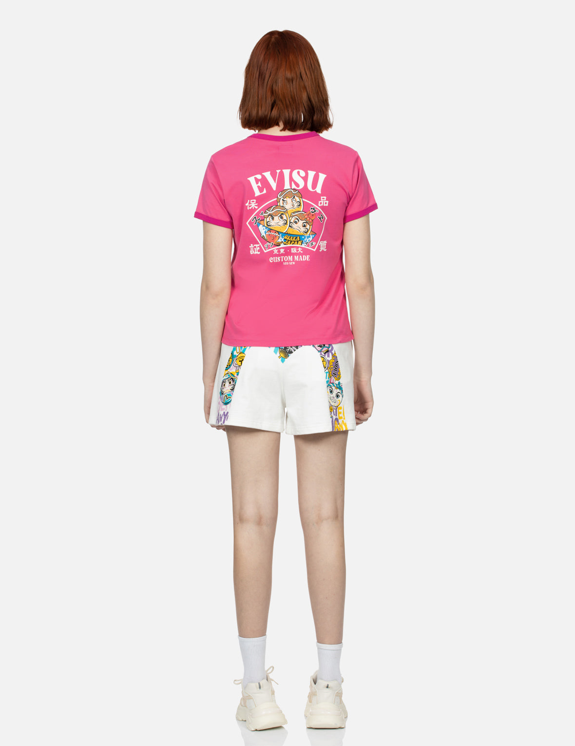 Logo and Takoyaki Daruma Print Regular Fit Ringer T-shirt