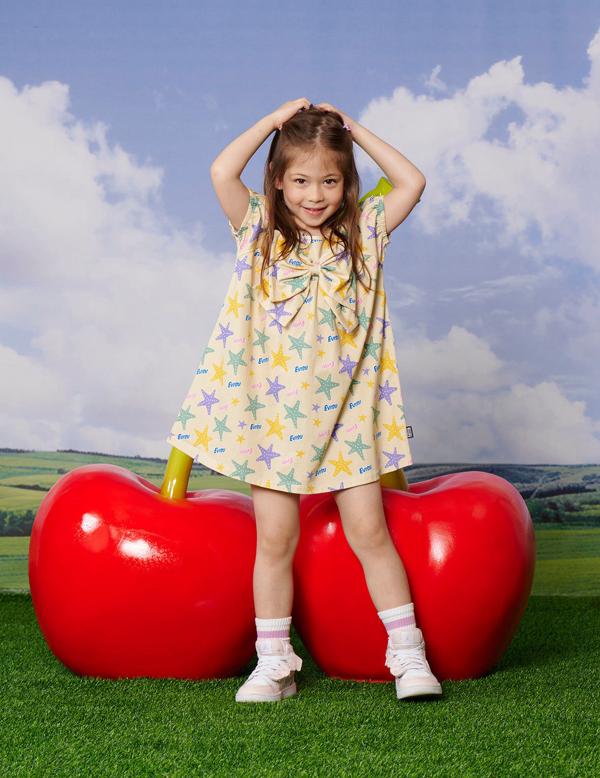 Allover Logo and Starfish Print Regular Fit Dress