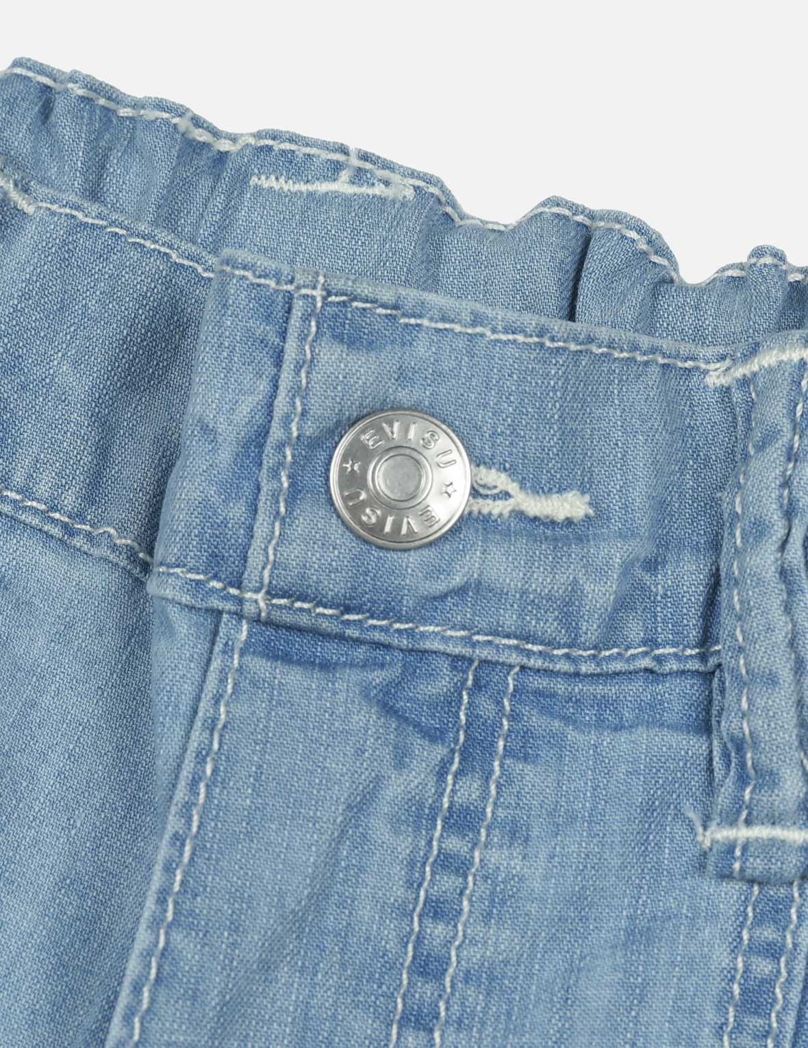Heart-Shaped Logo and Seagull Print Regular Fit Denim Shorts